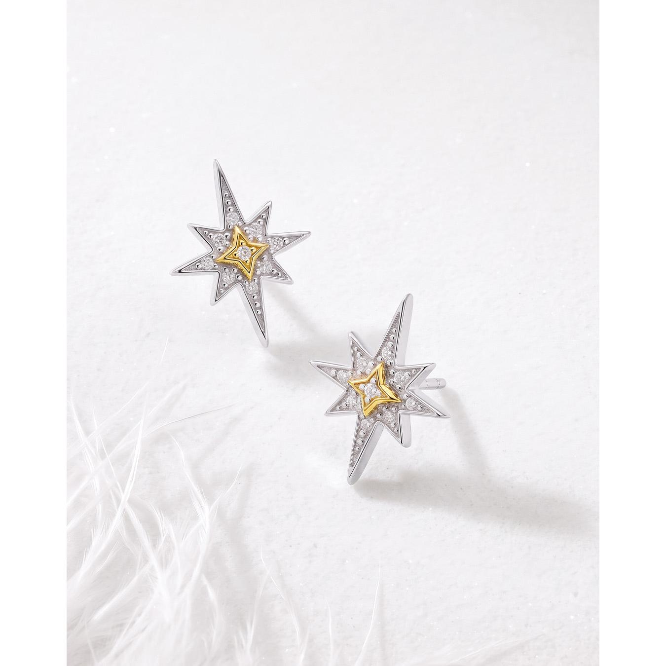 Celeste North Star CZ gold plated studs