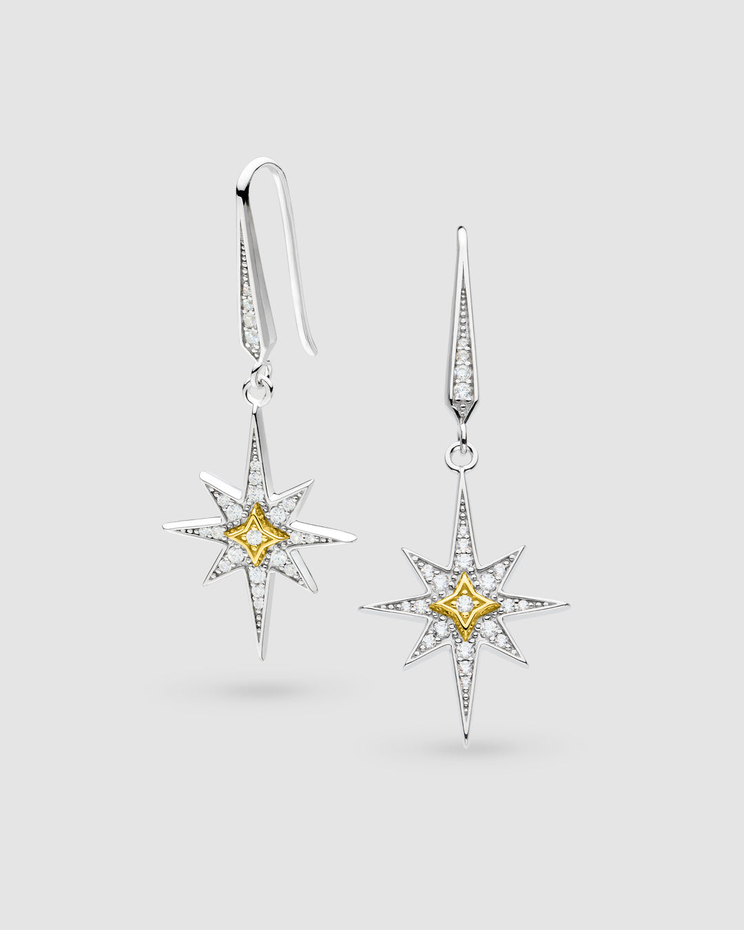Celeste North Star Grande Drop Gold Plated Drop Earings