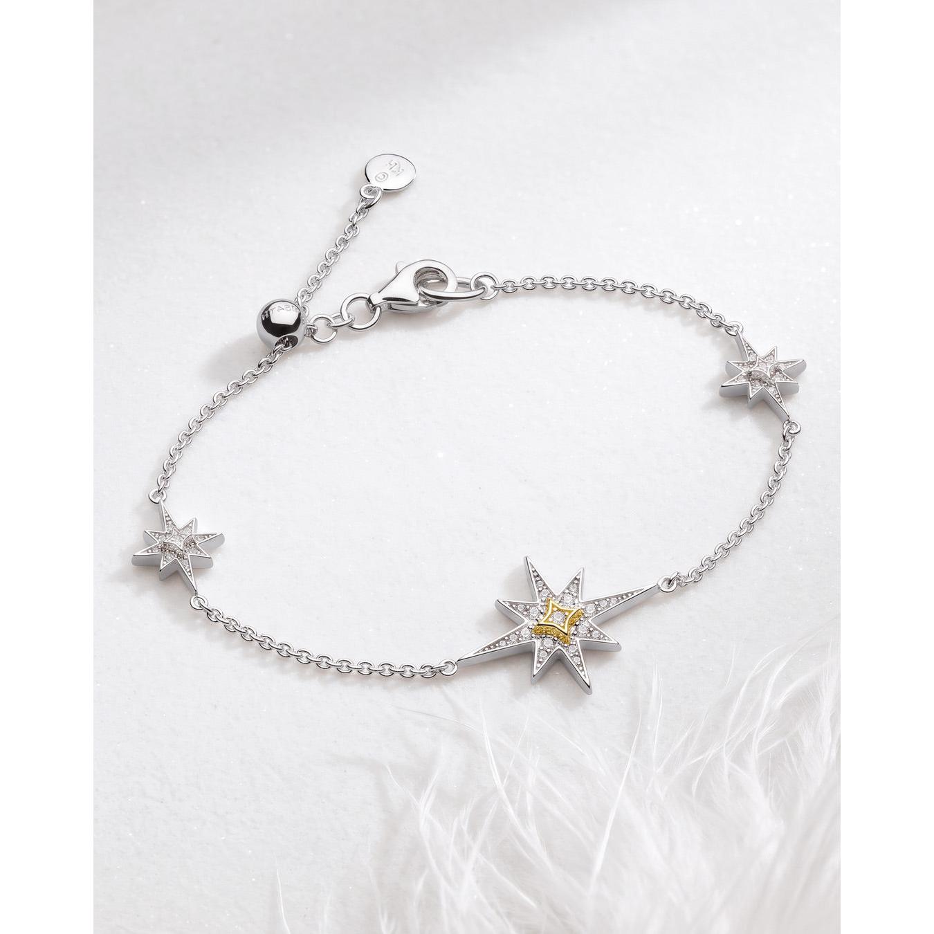 Celeste North Star Cubic Zirconia Slider Gold Plated Bracelet