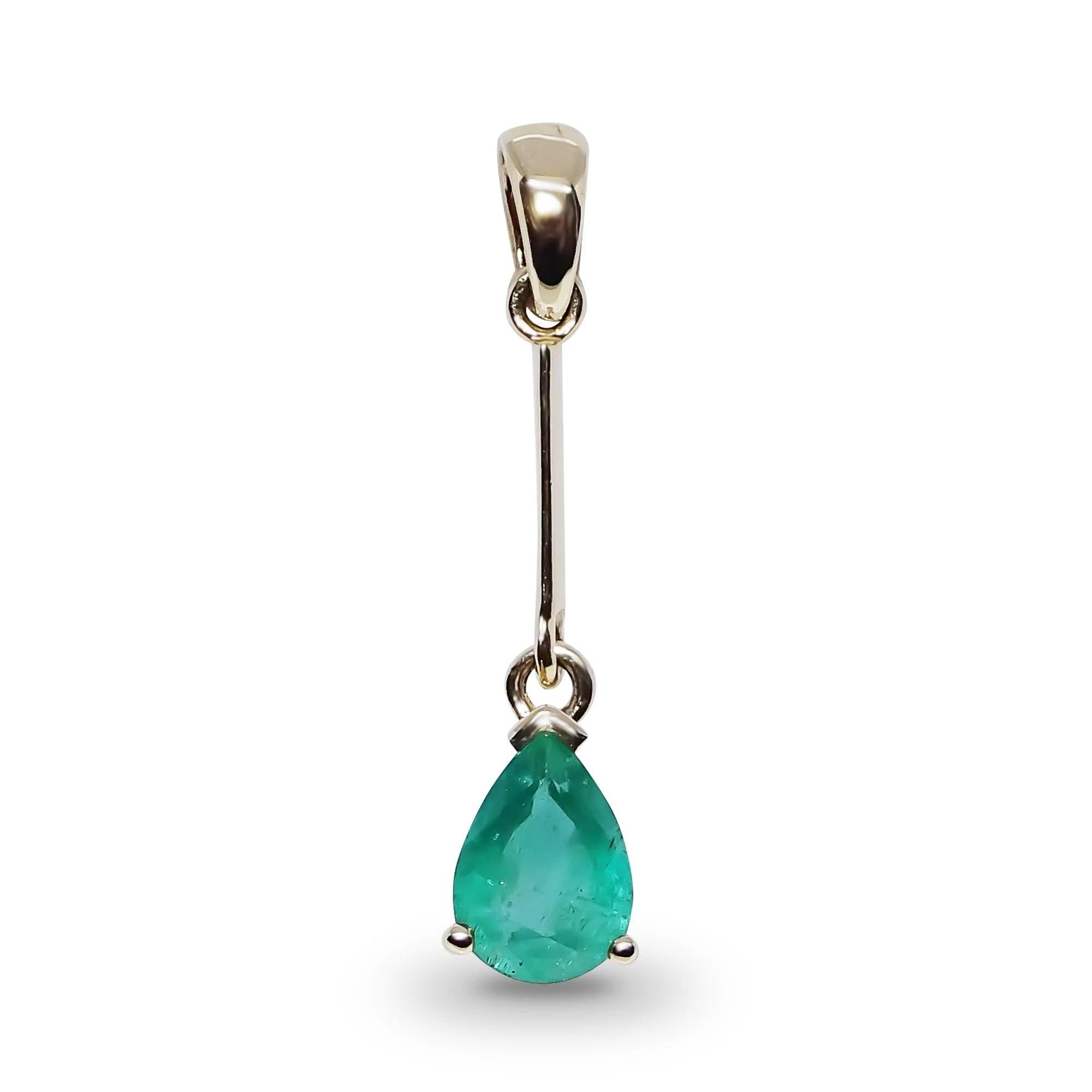 9ct Yellow Gold  Emerlad Bar drop Pendant