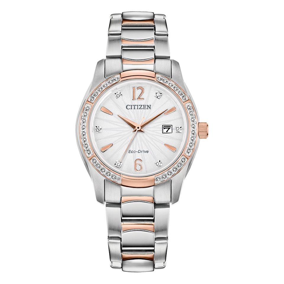 Silhouette Crystal stainless steel and rose gold PVD-plated bracelet watch