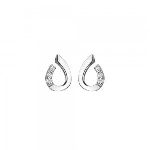 Silver Diamond Set Teardrop Earrings
