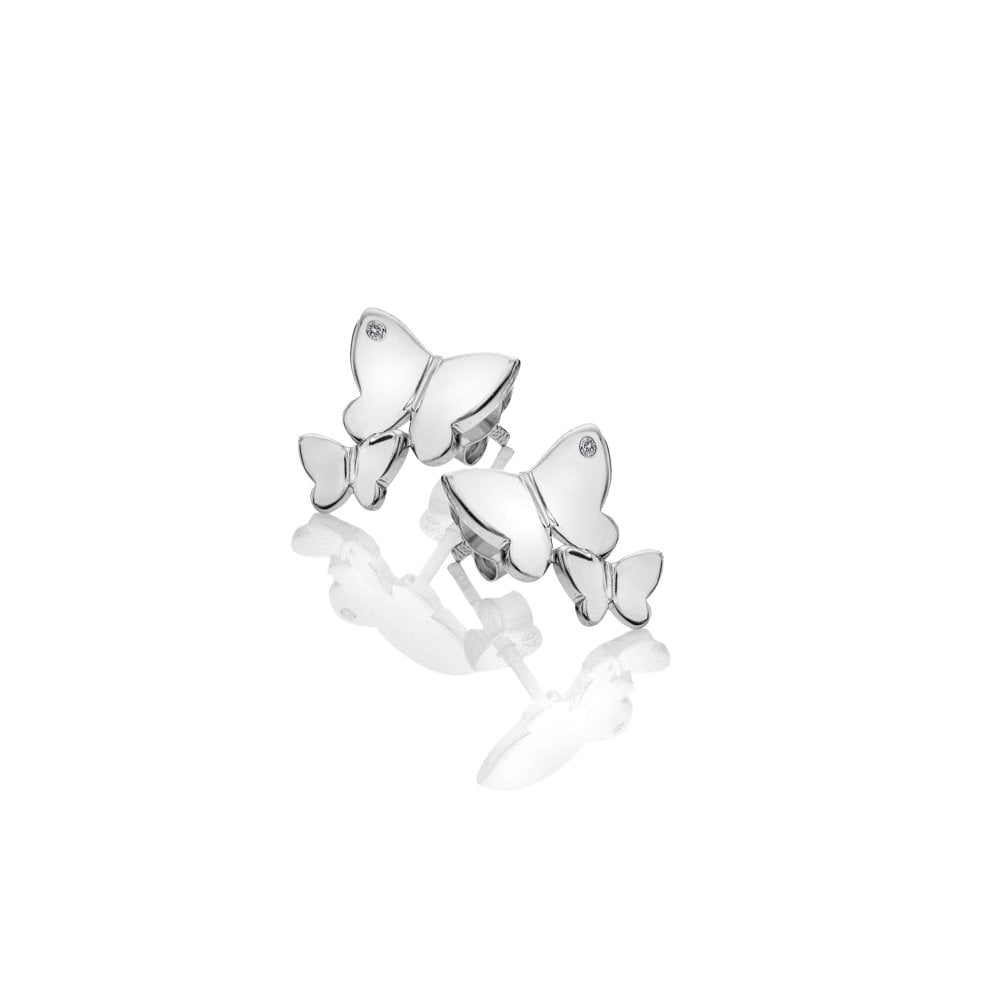 Silver Diamond Set Flutter Statement Earrings