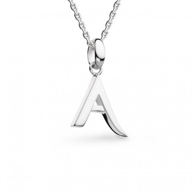 Rhodium Plated Silver Signature Skript Capital A Necklace