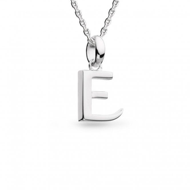 Rhodium Plated Silver Signature Skript Capital E Necklace