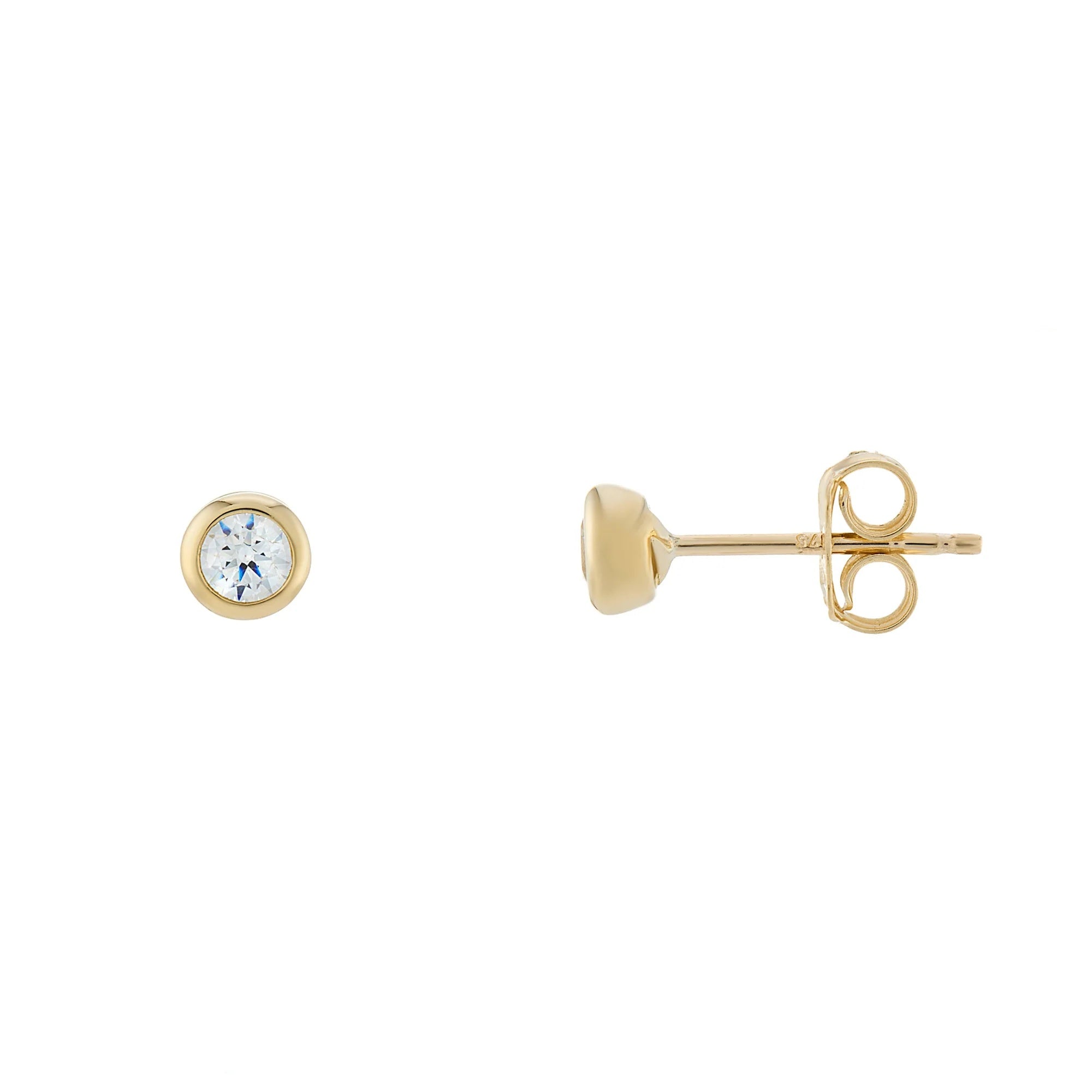 9ct gold 5mm cz bouton stud earrings