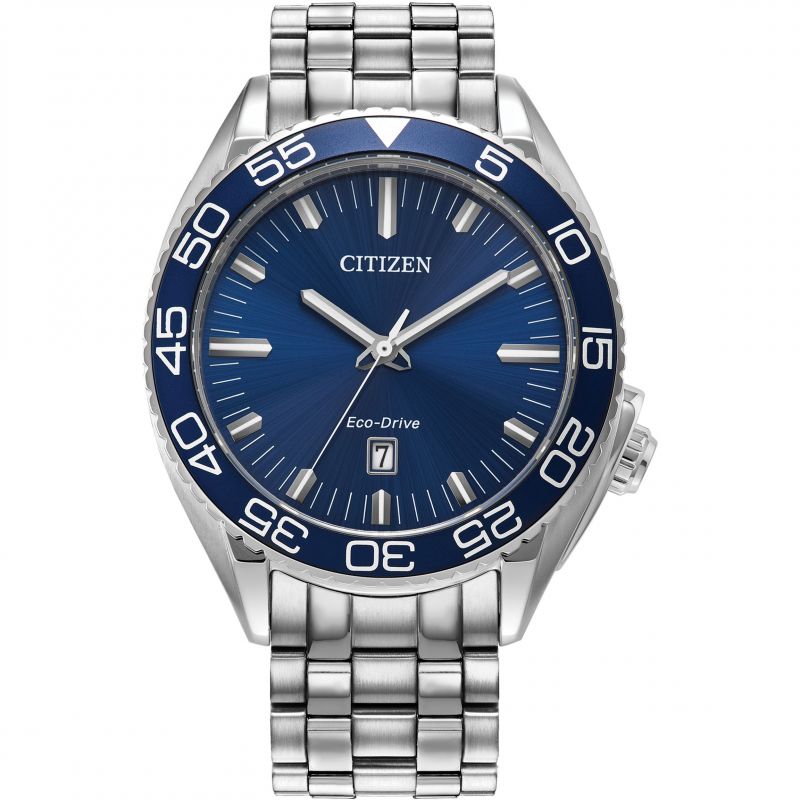 Sports Stainless steel blue dial bracelet watch