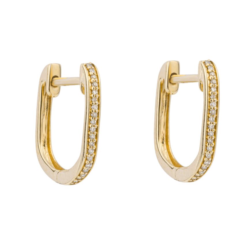 9ct yellow gold diamond set U shape hoops