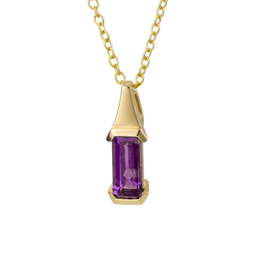 Elongated Amethyst Pendant in 9ct Gold