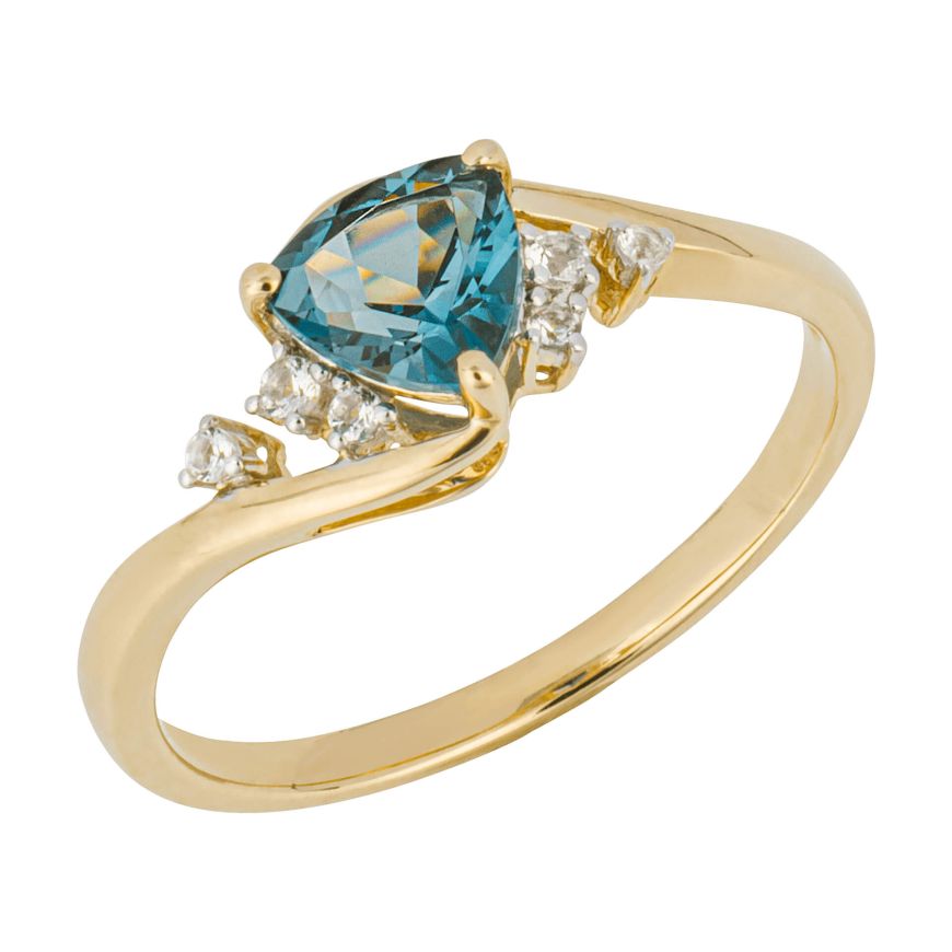 9ct Yellow Gold Trill cut Lon Blu Topaz