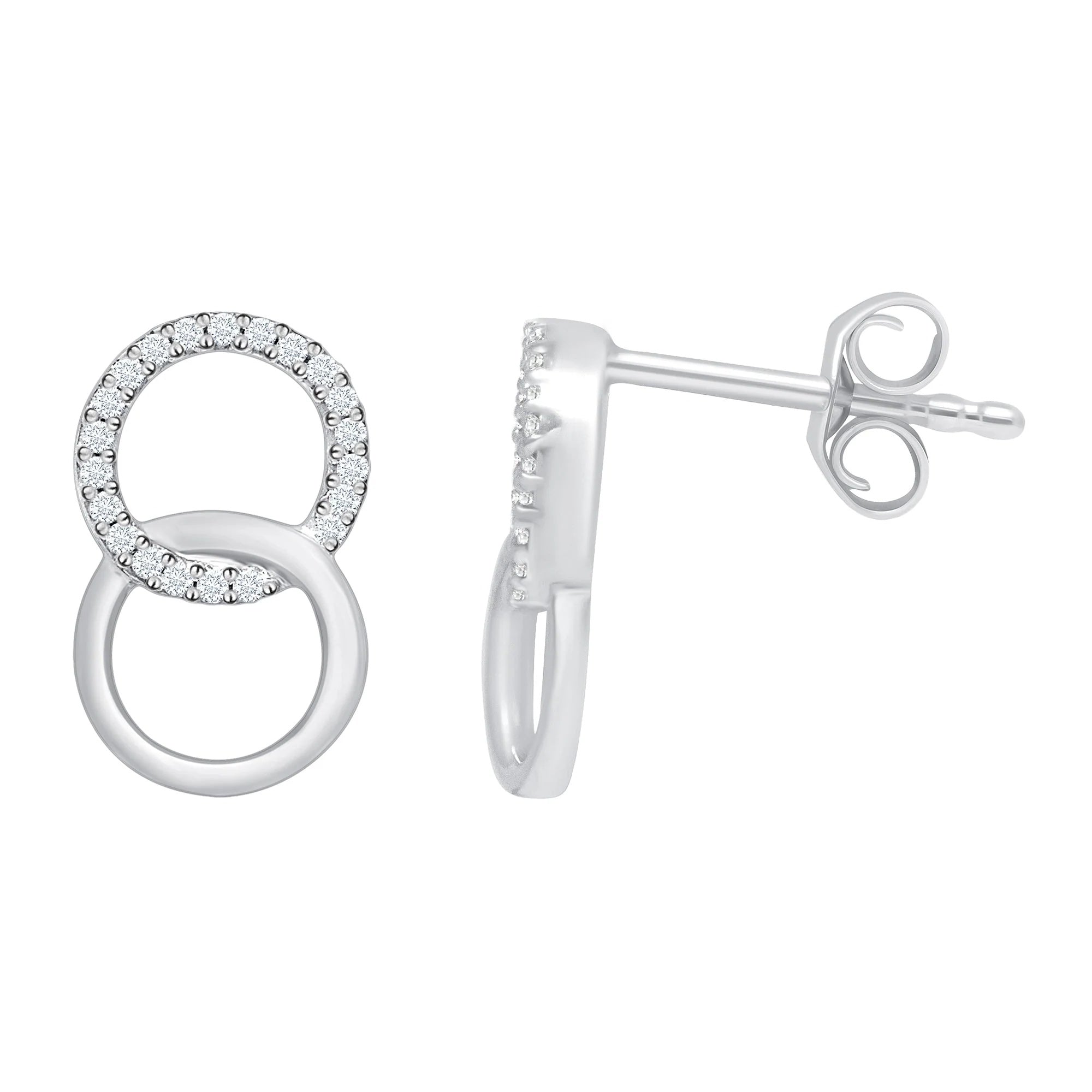 9ct White Gold Dia set cir studs