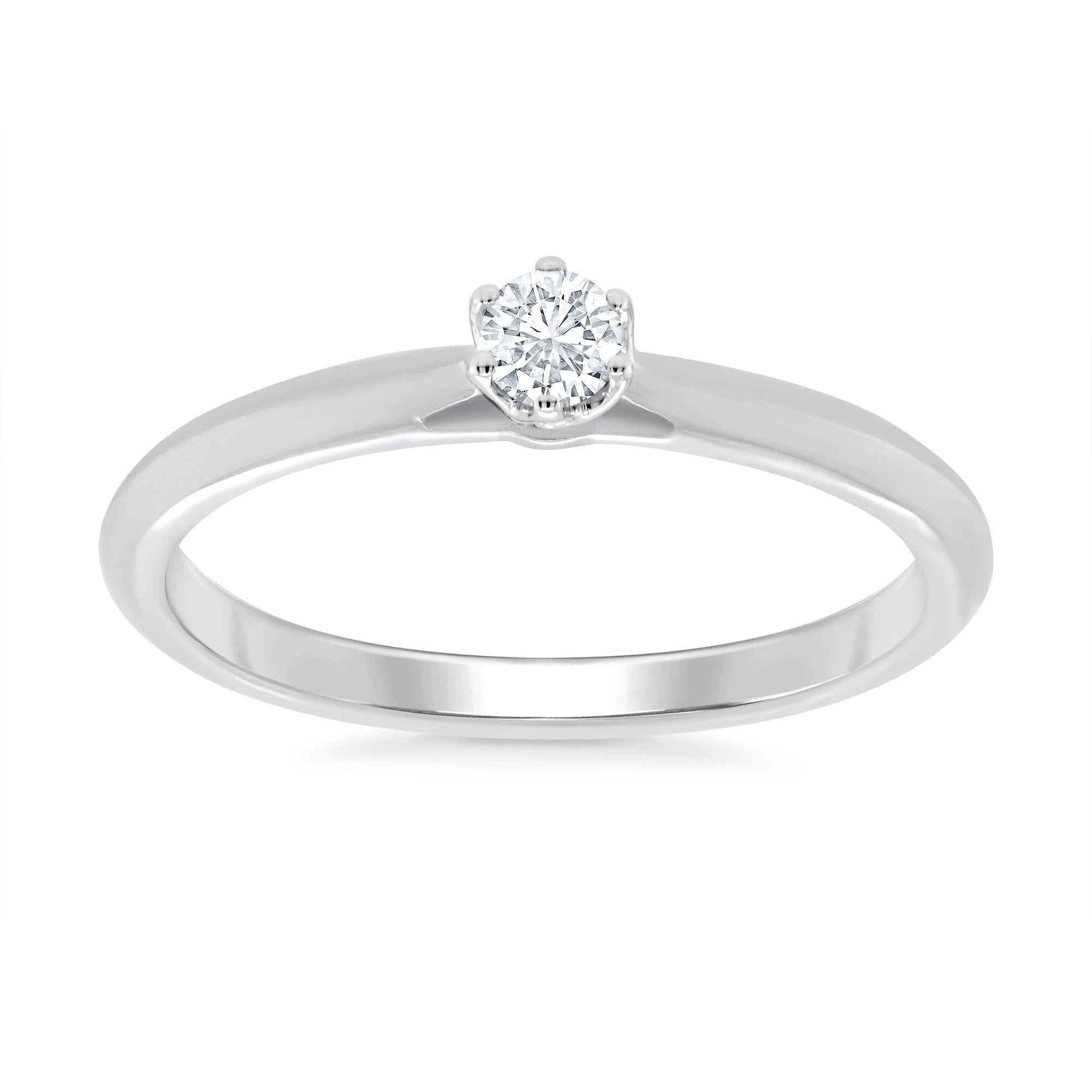 9ct white gold single diamond ring