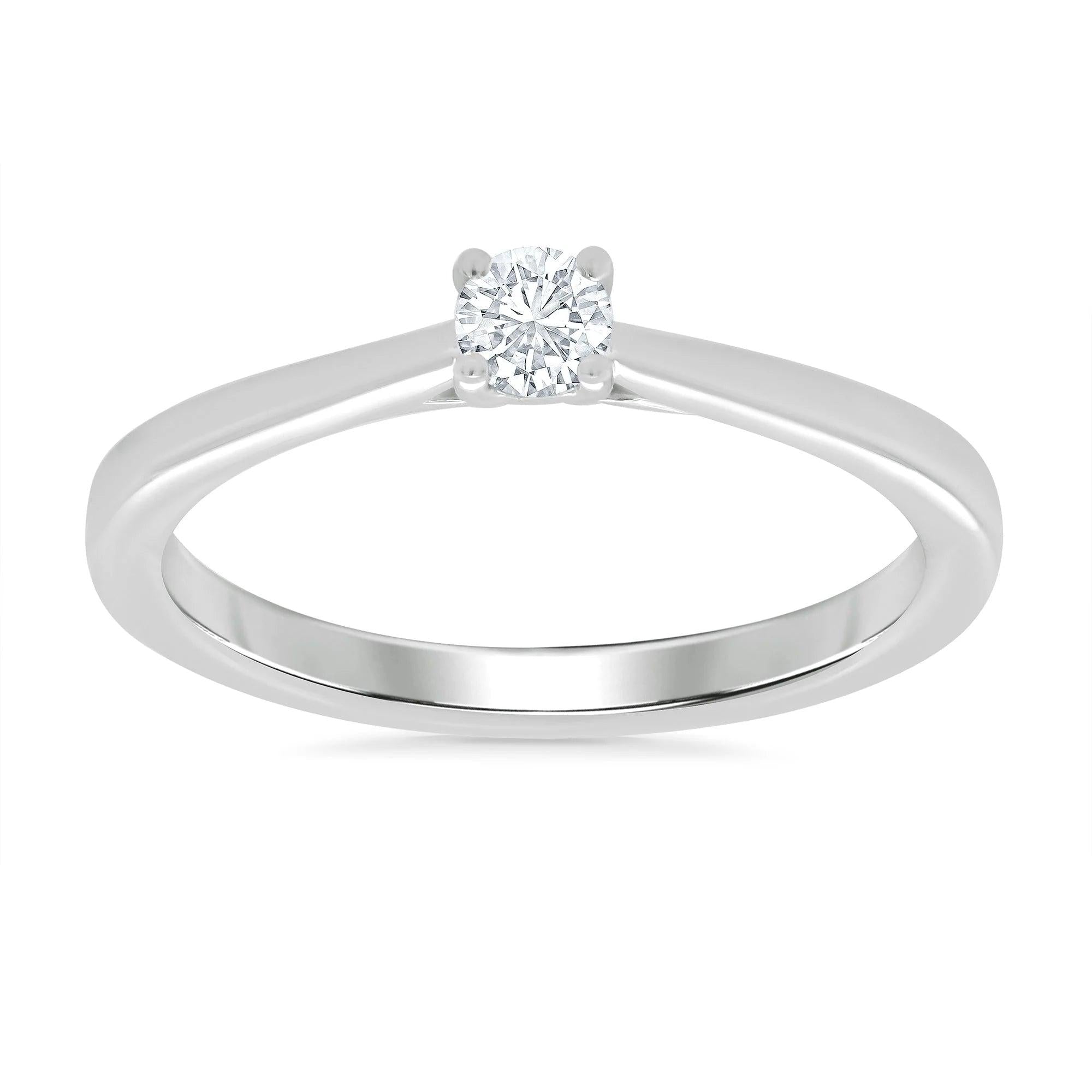 9ct white gold single diamond ring