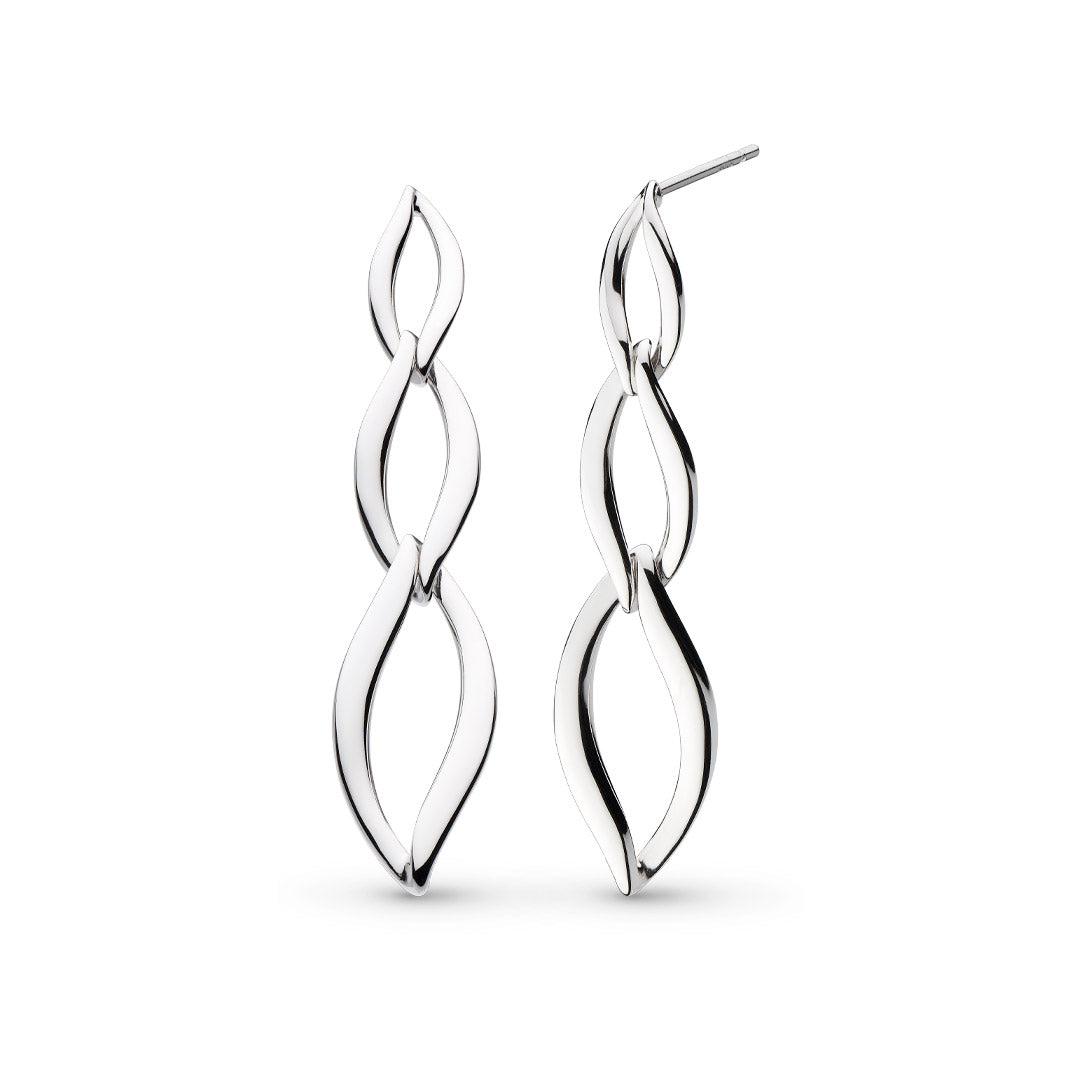 Silver Entwine Twine Link Trio Drop Earrings
