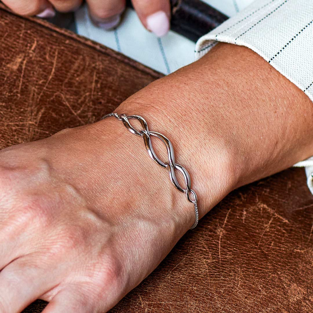 KH Silver Entwine Twine Link Trio Adj Togg Blt