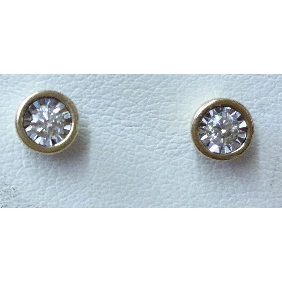 9ct yellow gold single stone diamond stud ear rings