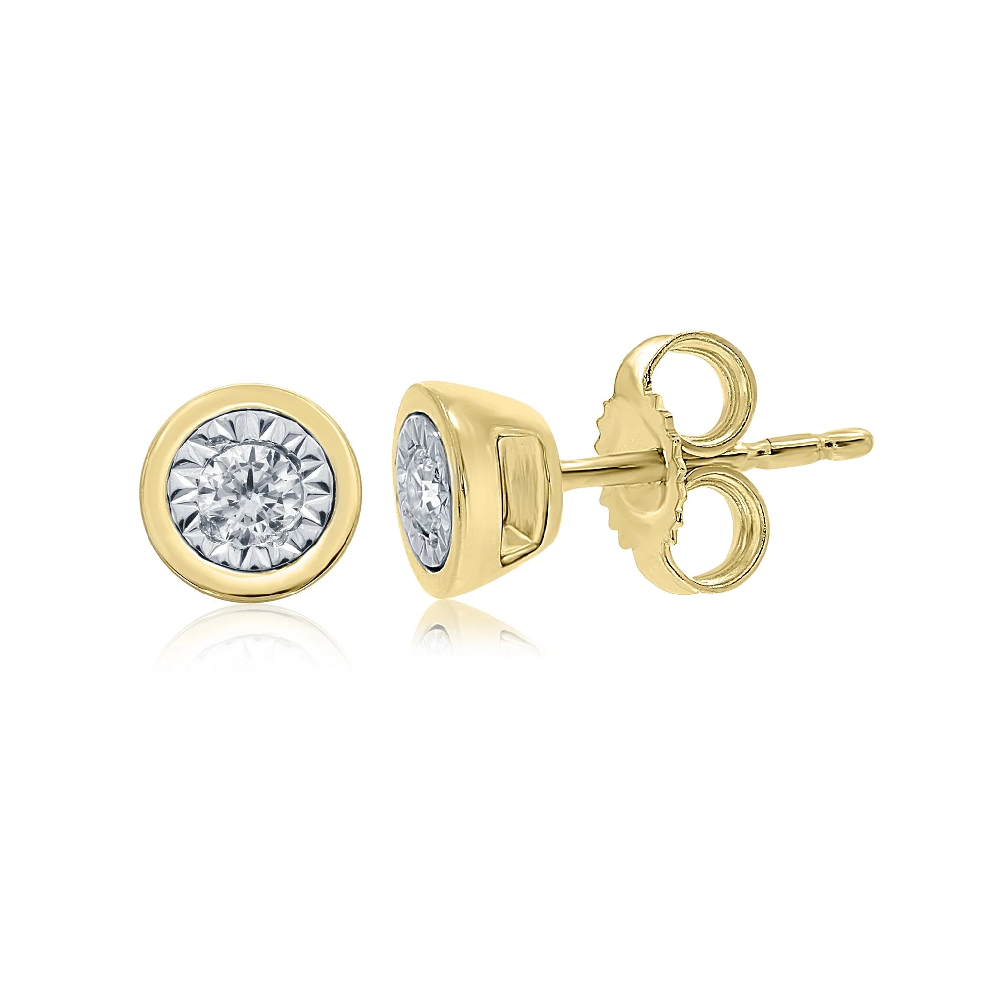 9ct yellow gold single stone diamond stud ear rings