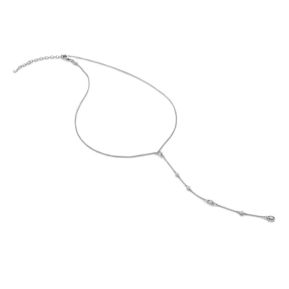 HD Silver Tender Waterfall Marquise White Topaz Necklace