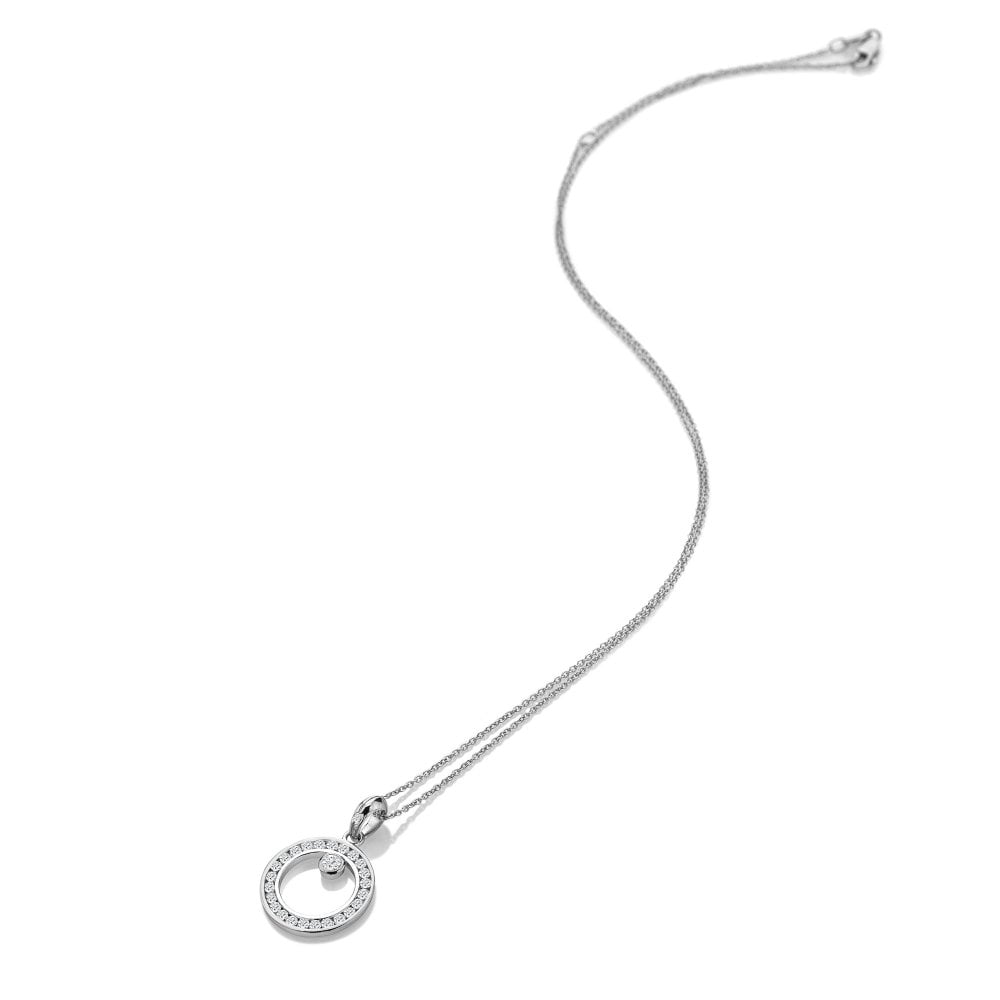 HD Silver Orbit White Topaz Pendant + 16'-18' Chain