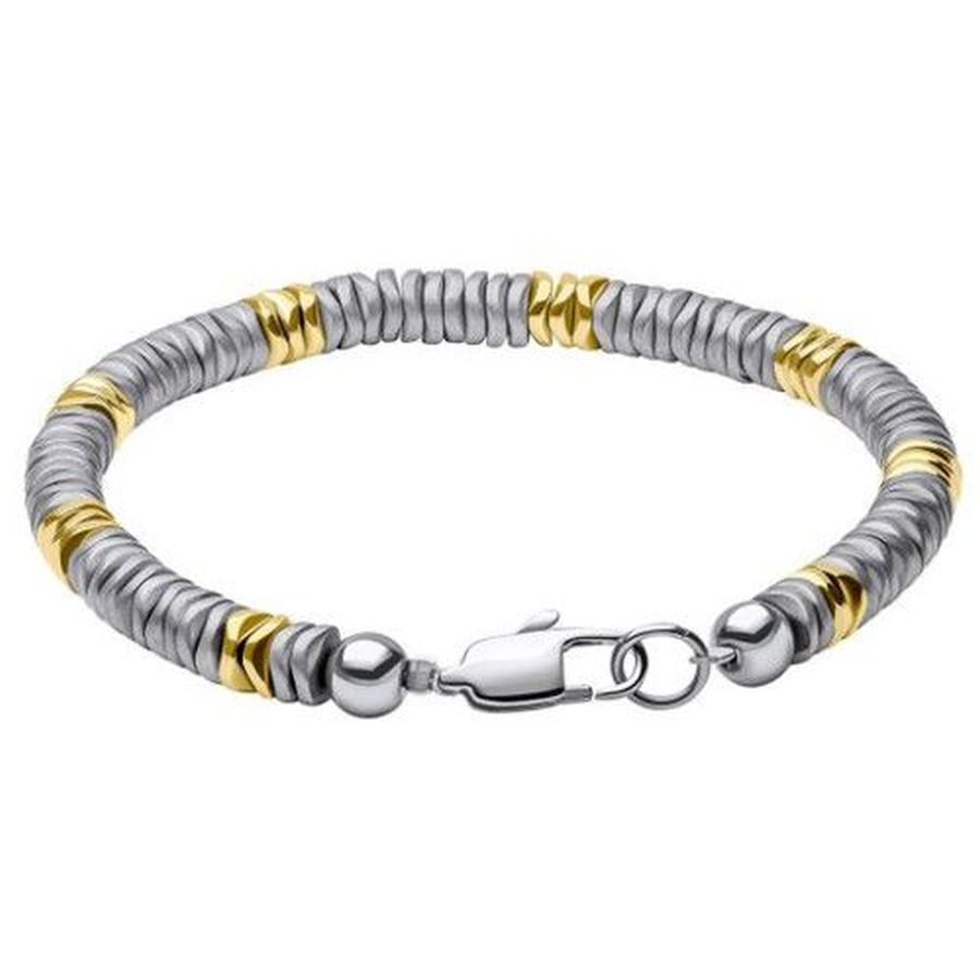 21cm Stainless Steel Gold Coated Hematite Bracelet