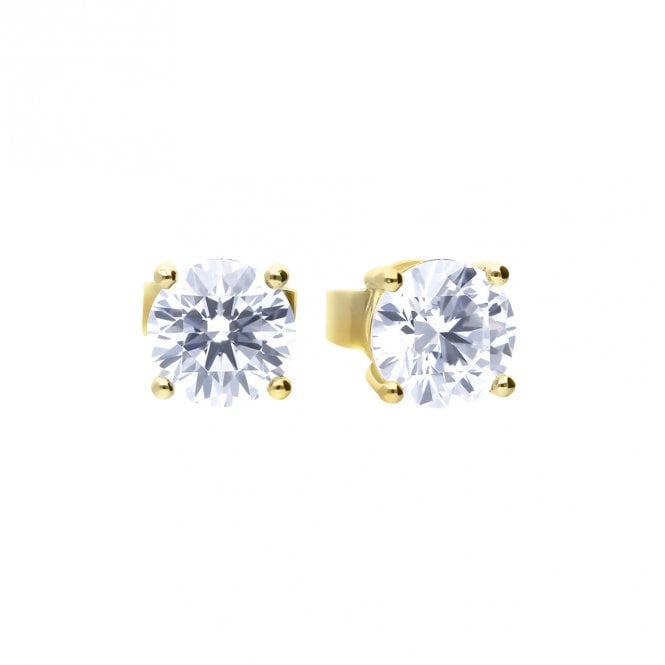 Gold Plated Silver 0.75ct Cubic Zirconia Solitaire Stud Earrings