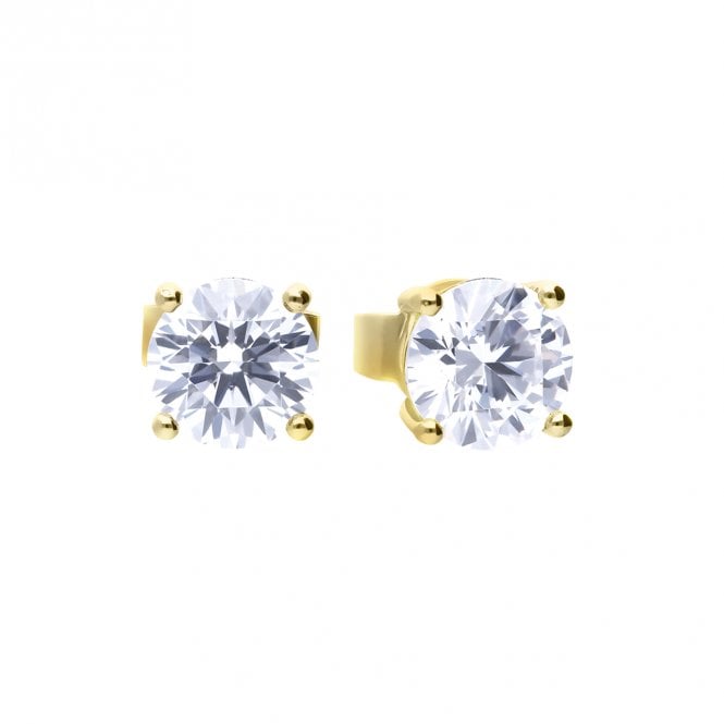 Gold Plated Silver 1.00ct Cubic Zirconia Solitaire Stud Earrings
