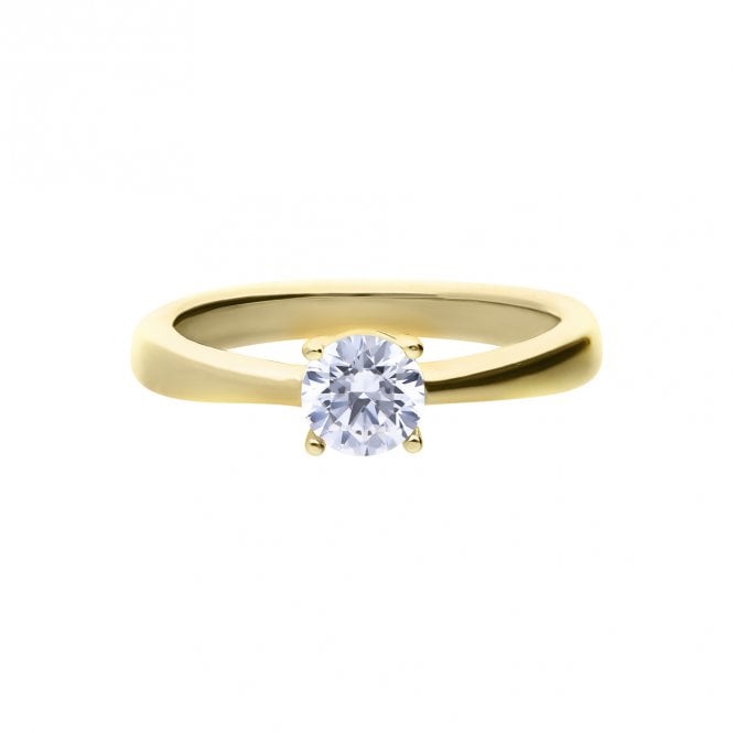 Gold Plated Silver 0.50ct Cubic Zirconia Solitaire Ring, size N