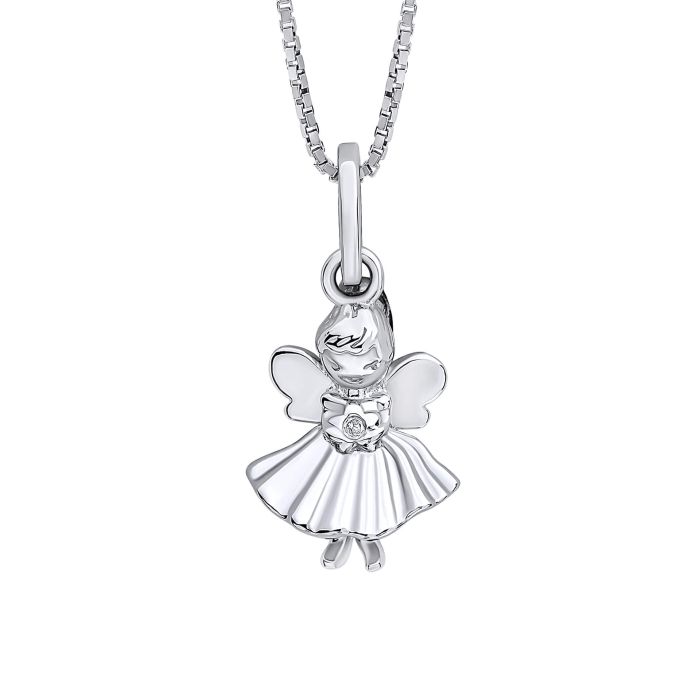D 4 Diamond Silver Fairy Pendant