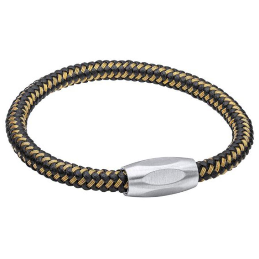 Fred Bennett Black and Yellow Gold Plated Wire Mens Bracelet