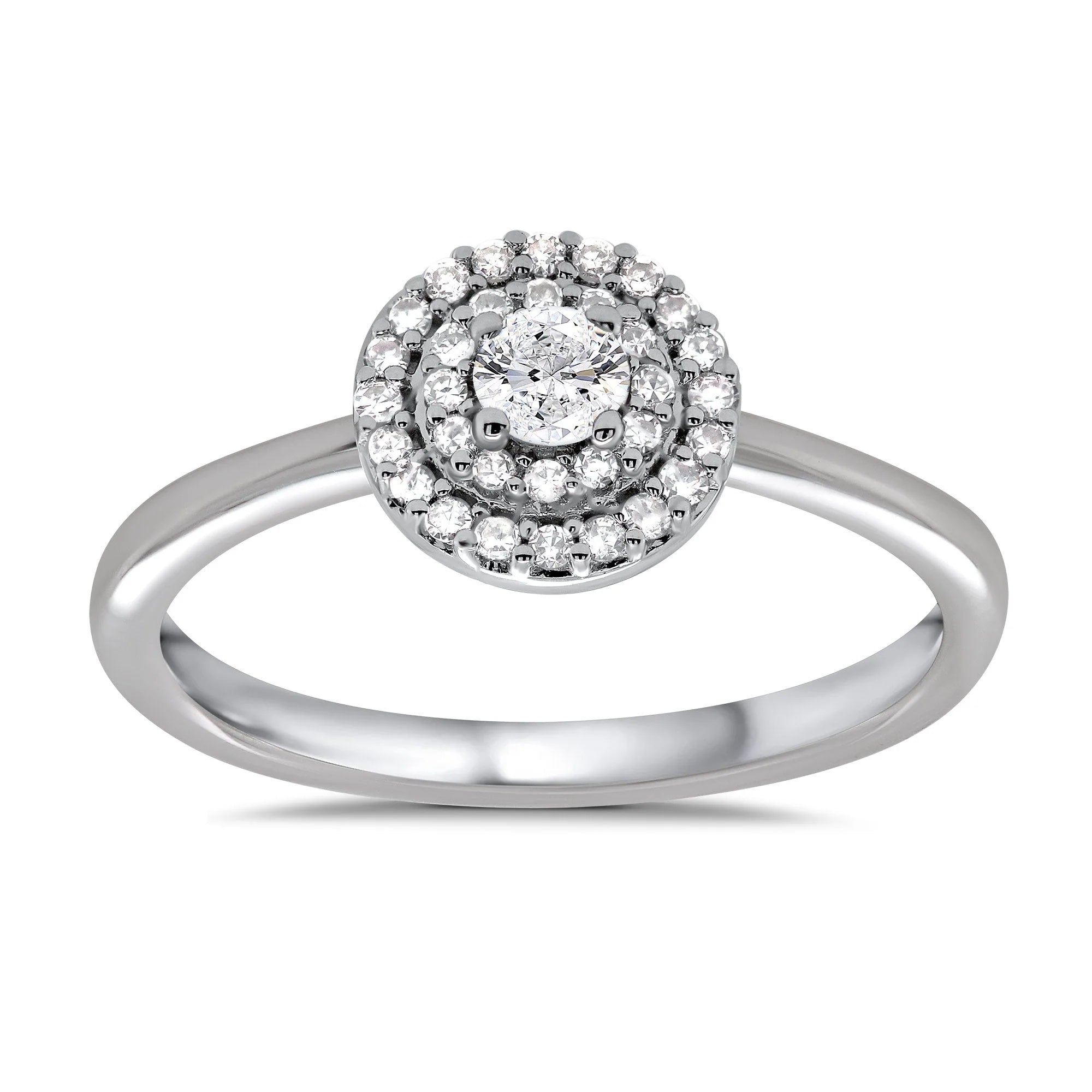 9ct white gold Diamond set halo cluster ring