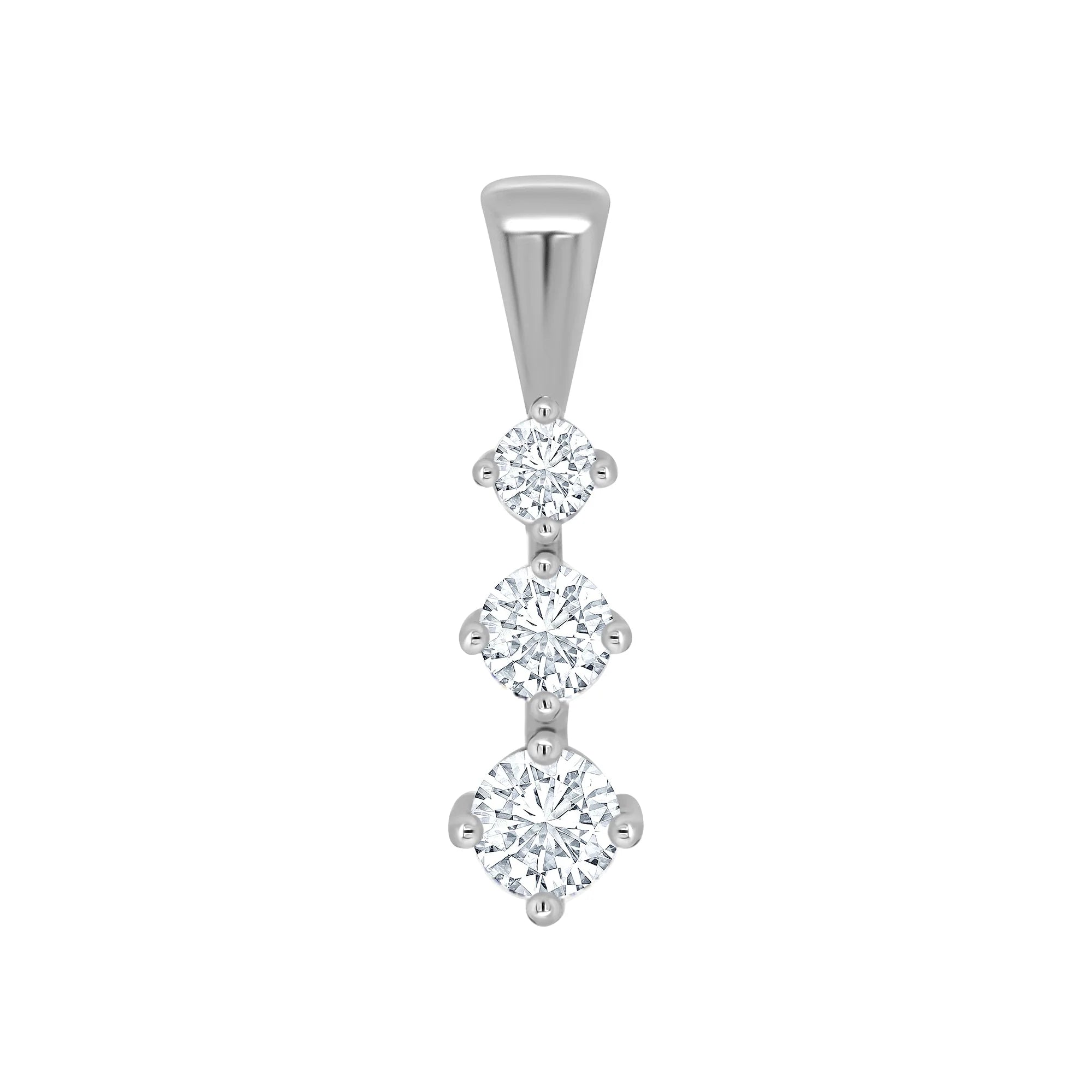 9ct white gold claw set graduated 3-Diamond drop pendant
