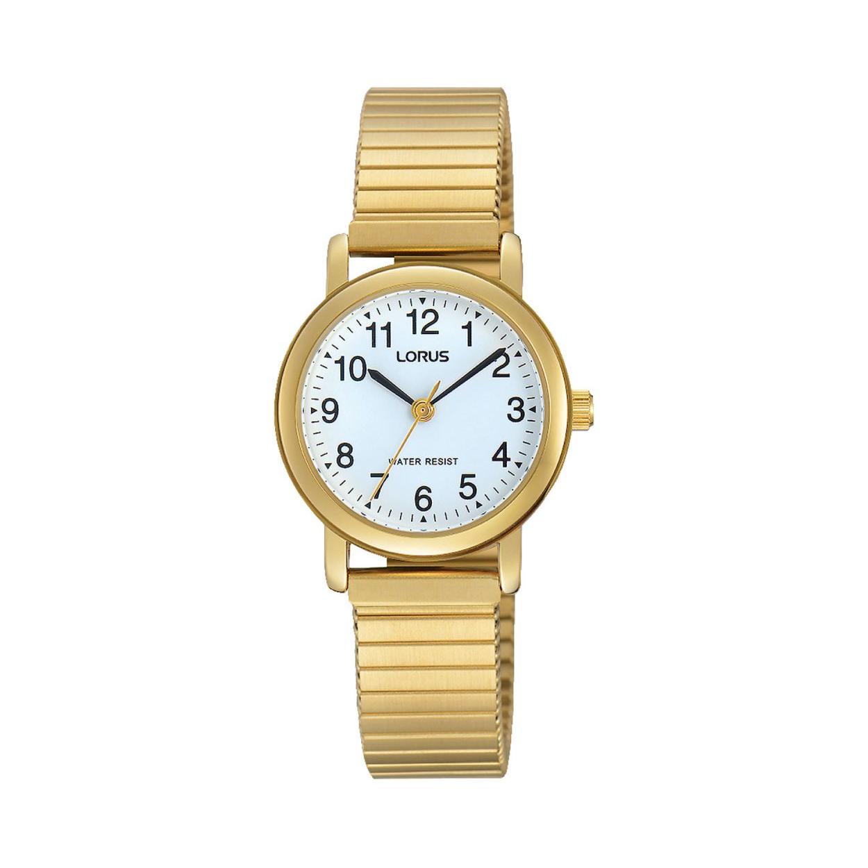 Ladys yellow gold coated expanding bracelet watch