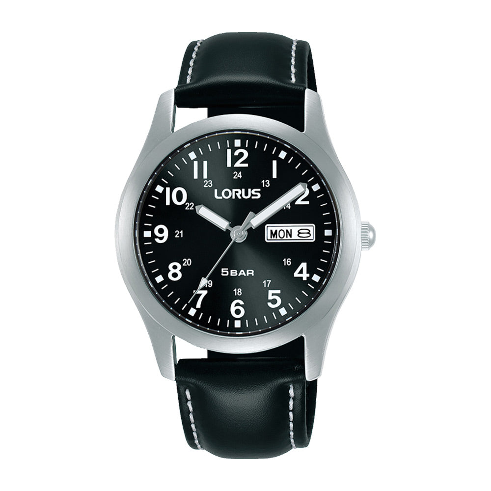 Men’s Black Leather 24/7 Field watch