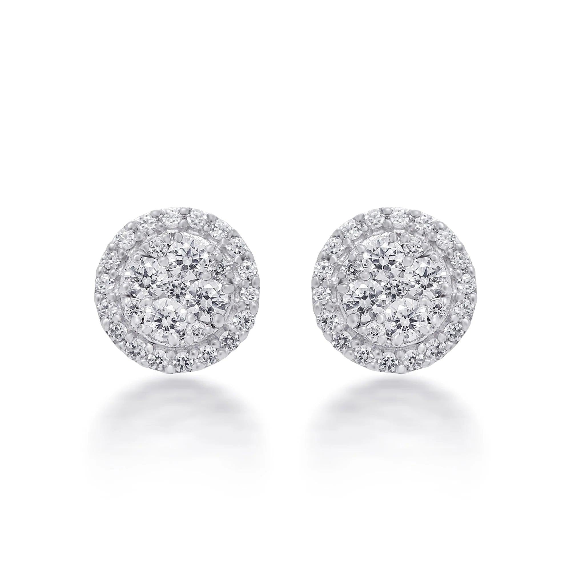 18ct white gold Diamond cluster earrings