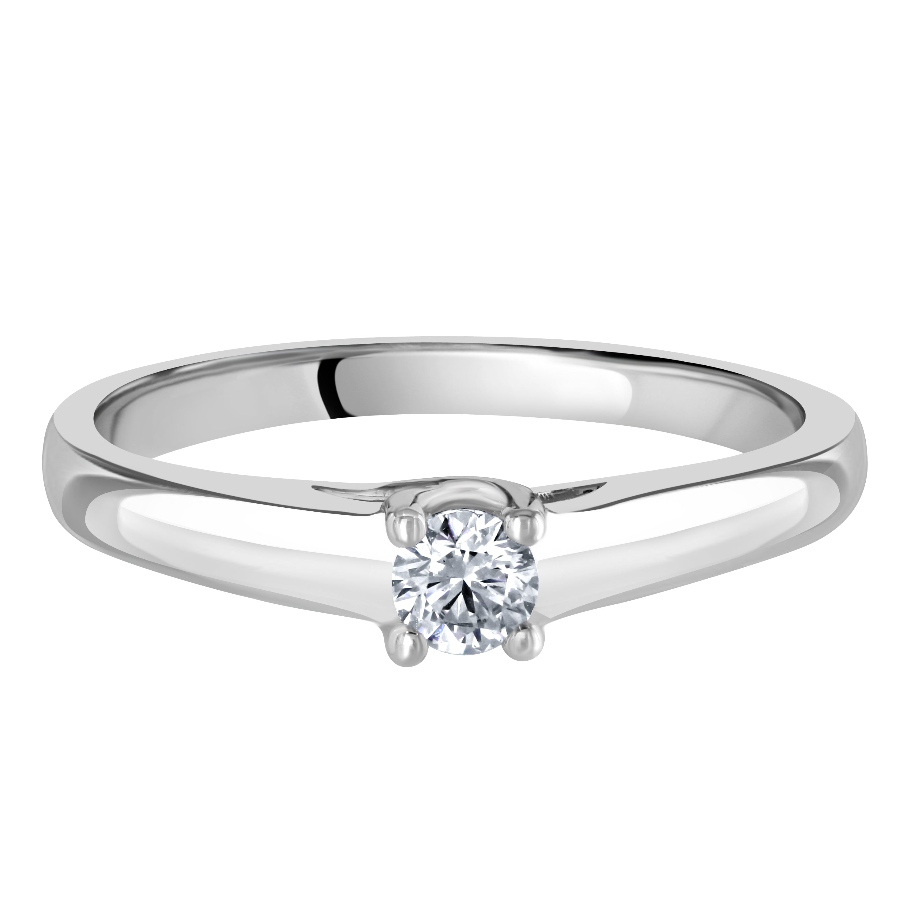 0.15ct Round Brilliant Cut Diamond Solitaire 18ct White Gold Ring