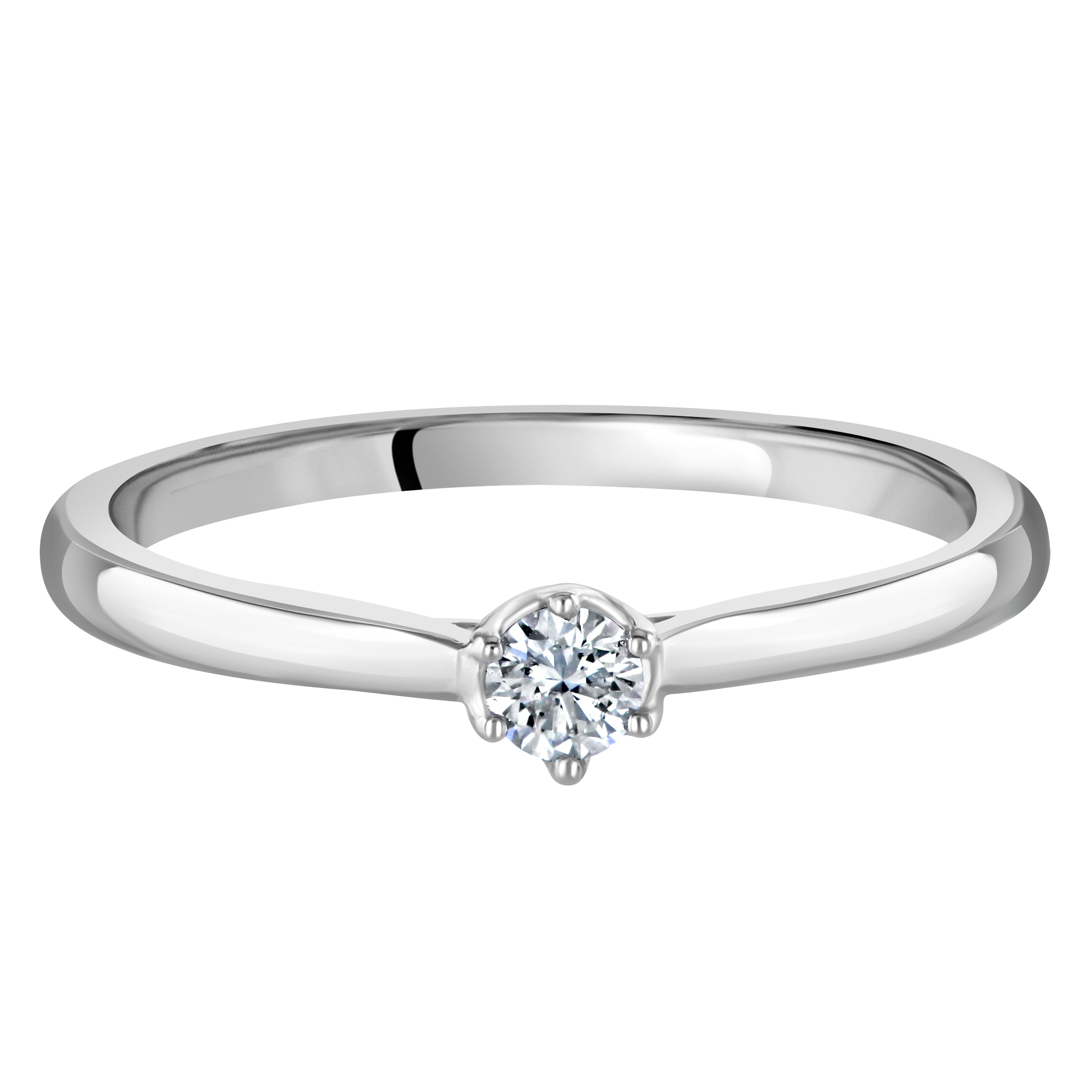 0.10ct Round Brilliant Cut Diamond Solitaire 18ct White Gold Ring