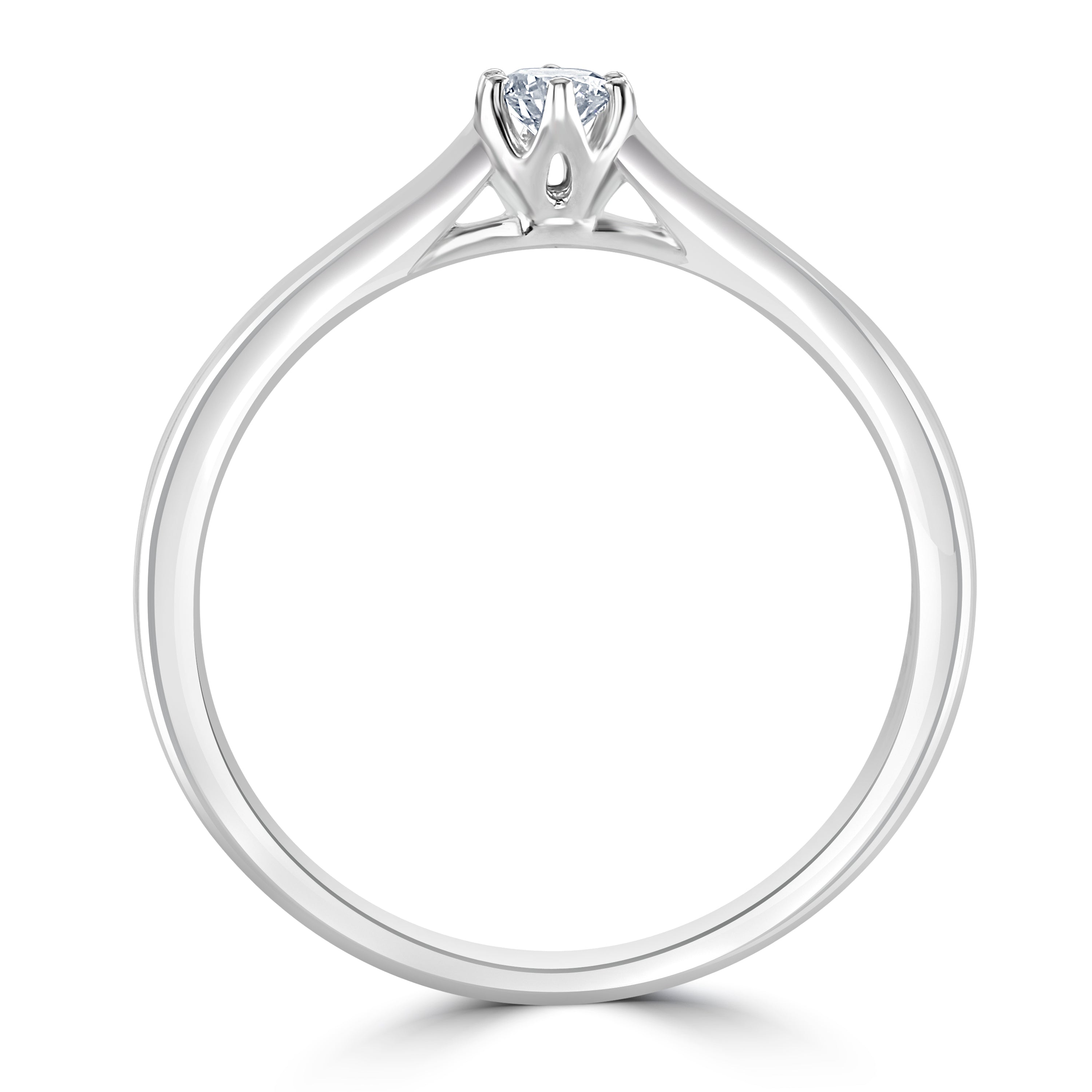0.10ct Round Brilliant Cut Diamond Solitaire 18ct White Gold Ring