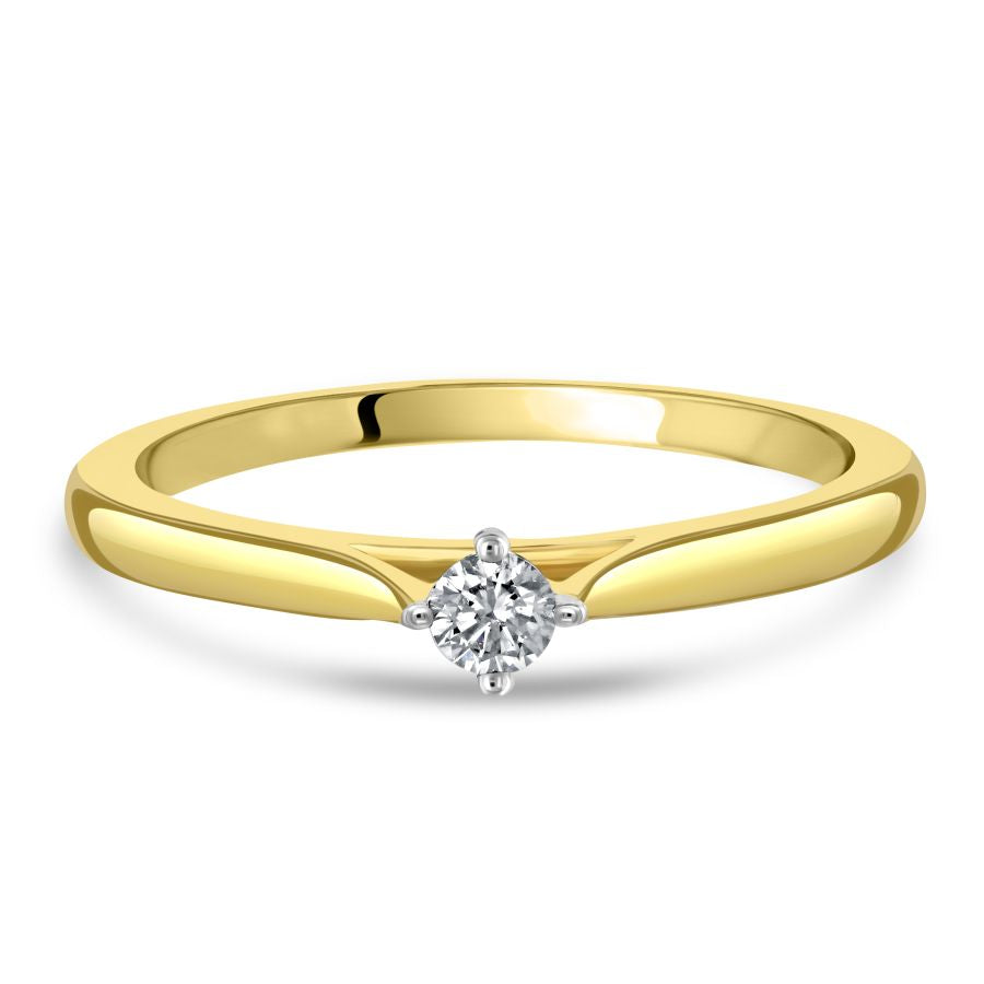 0.10ct Round Brilliant Cut Diamond Solitaire 18ct Yellow Gold Ring