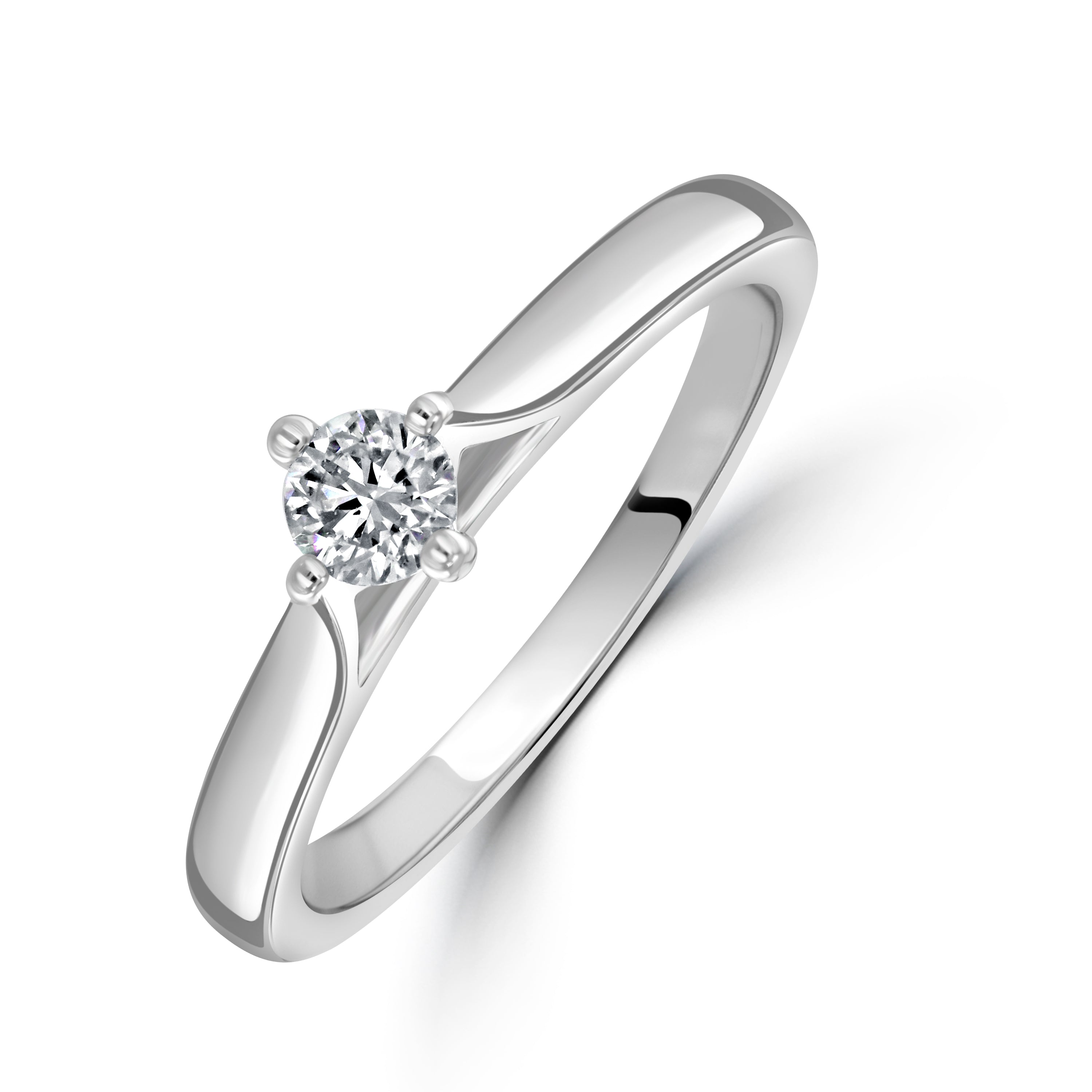 0.25ct Round Brilliant Cut Diamond Solitaire 18ct White Gold Ring