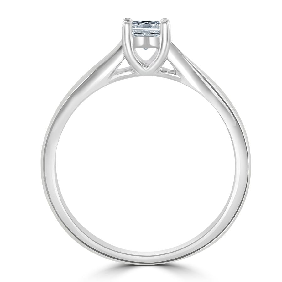 0.25ct Princess Cut Diamond Solitaire 18ct White Gold Ring