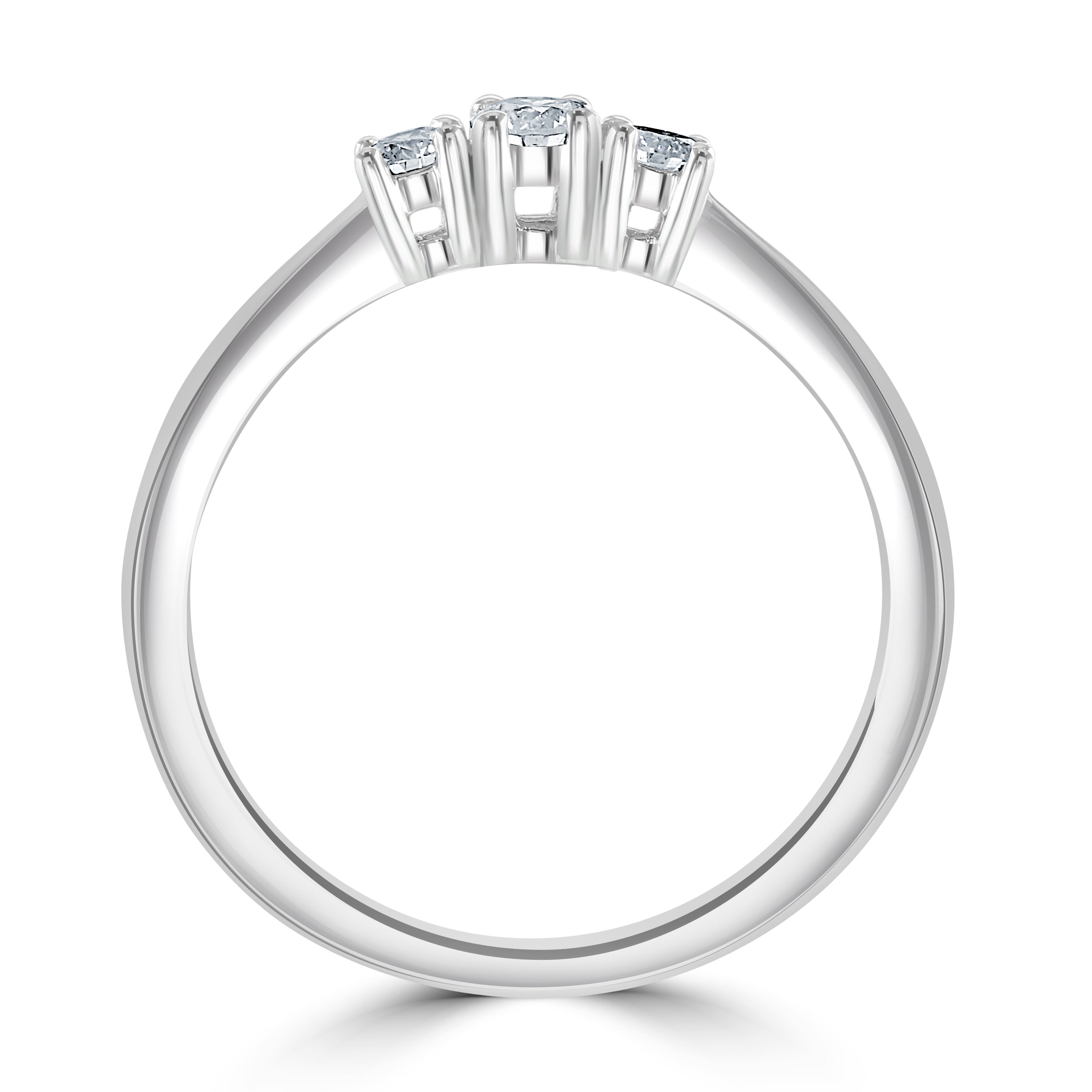 18ct White Gold 4-clw b/c dia 3-st ring