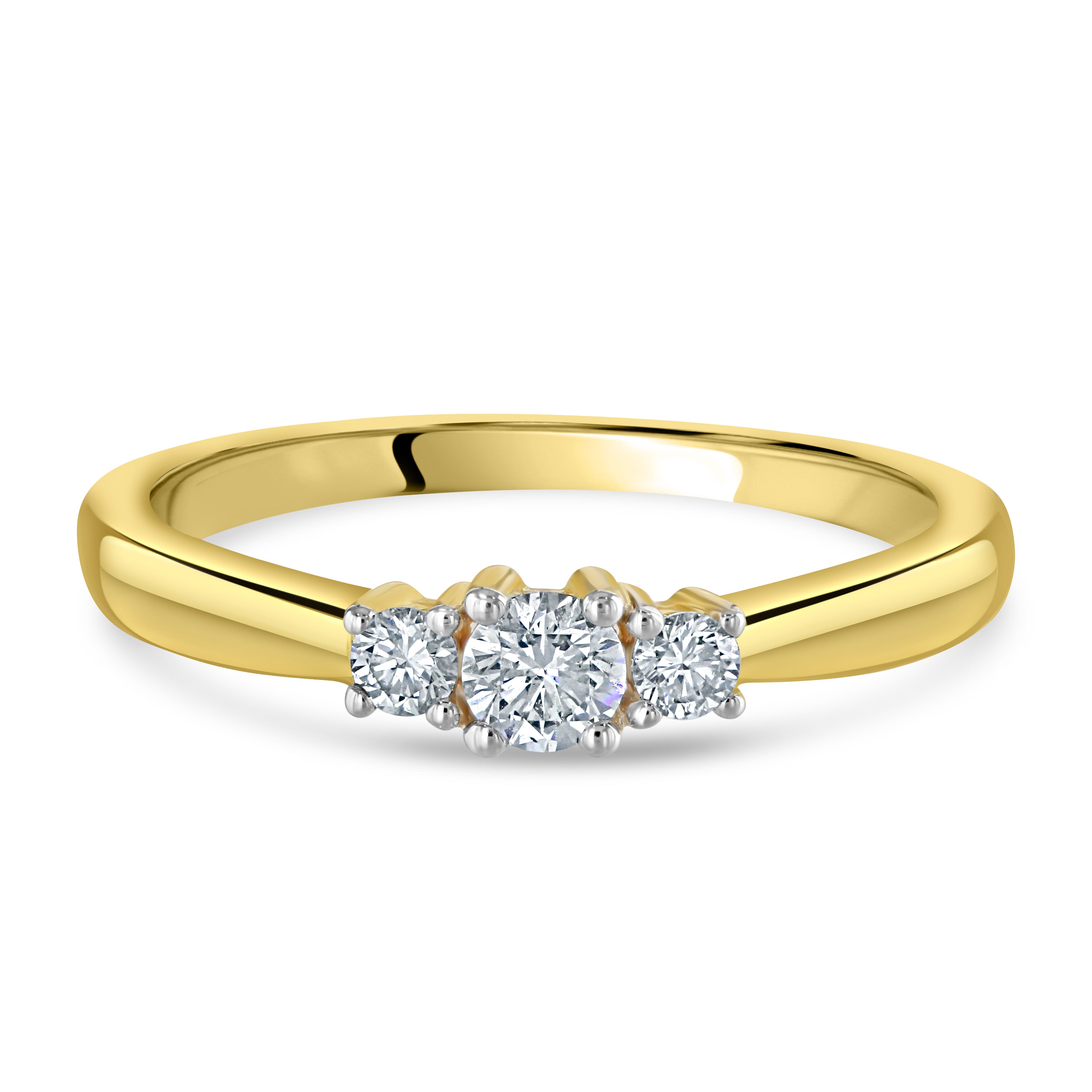18ct Yellow Gold 4-clw b/c dia 3-st ring