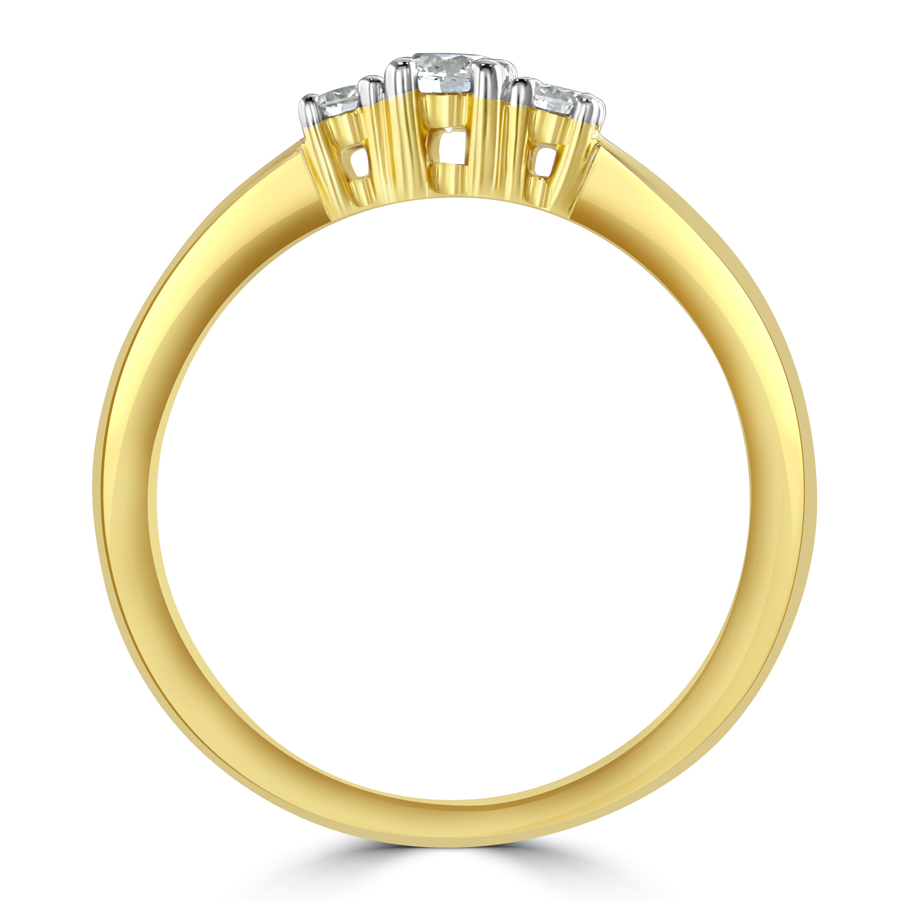 18ct Yellow Gold 4-clw b/c dia 3-st ring