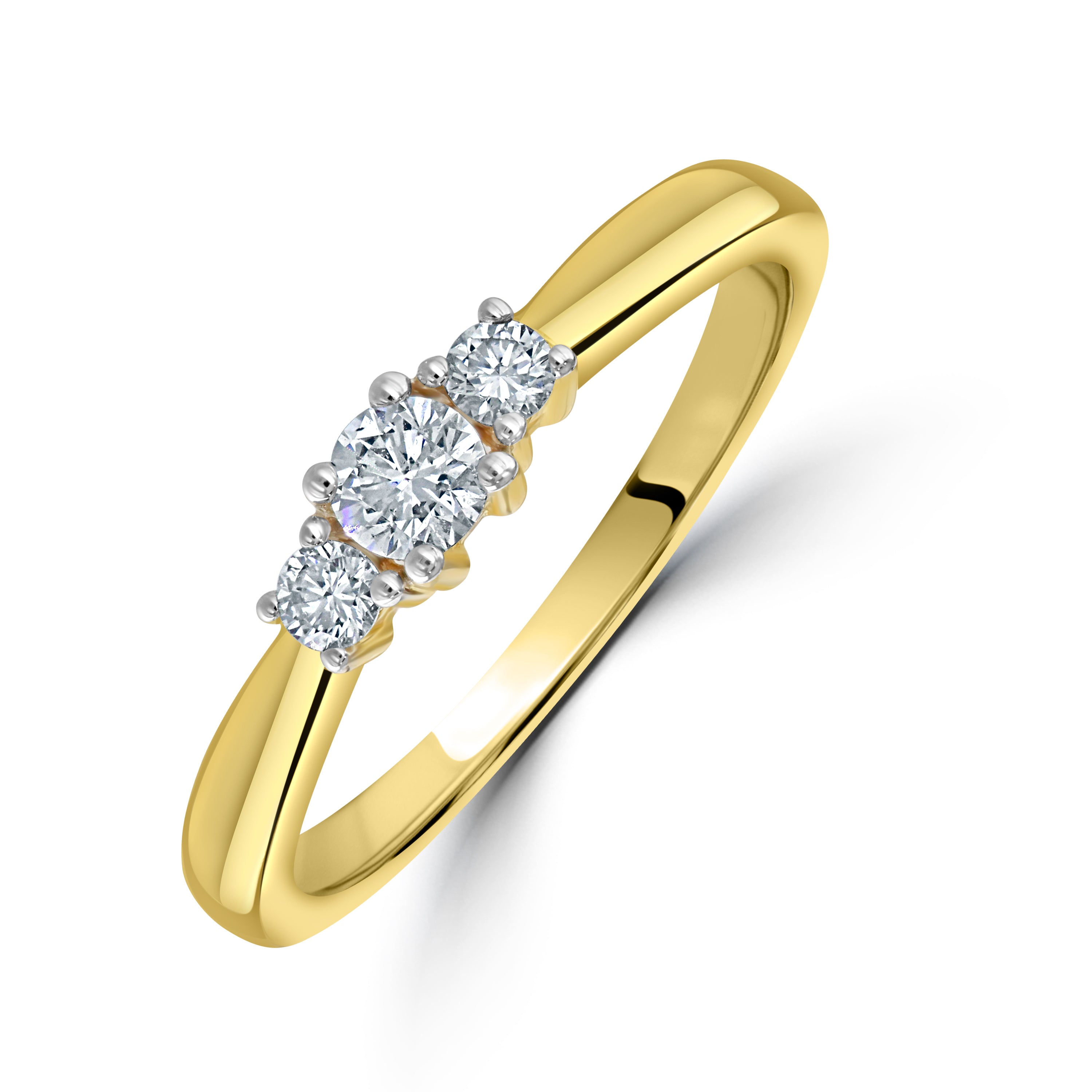 18ct Yellow Gold 4-clw b/c dia 3-st ring