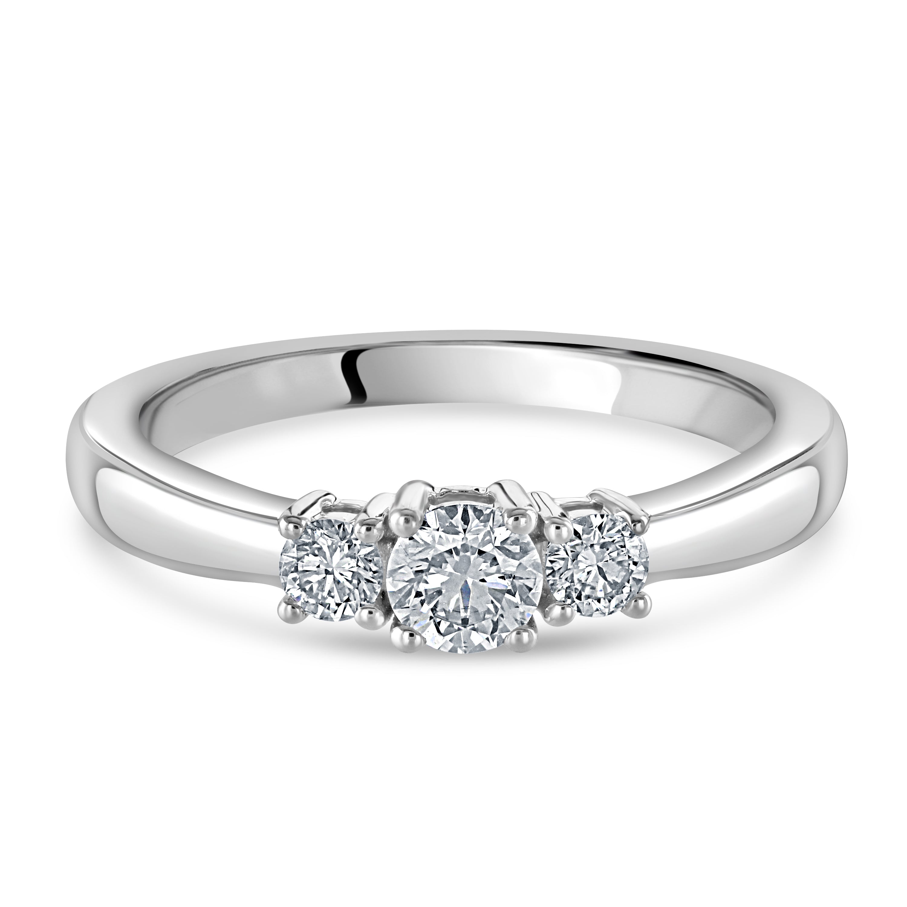 18ct White Gold 4-clw b/c dia 3-st ring