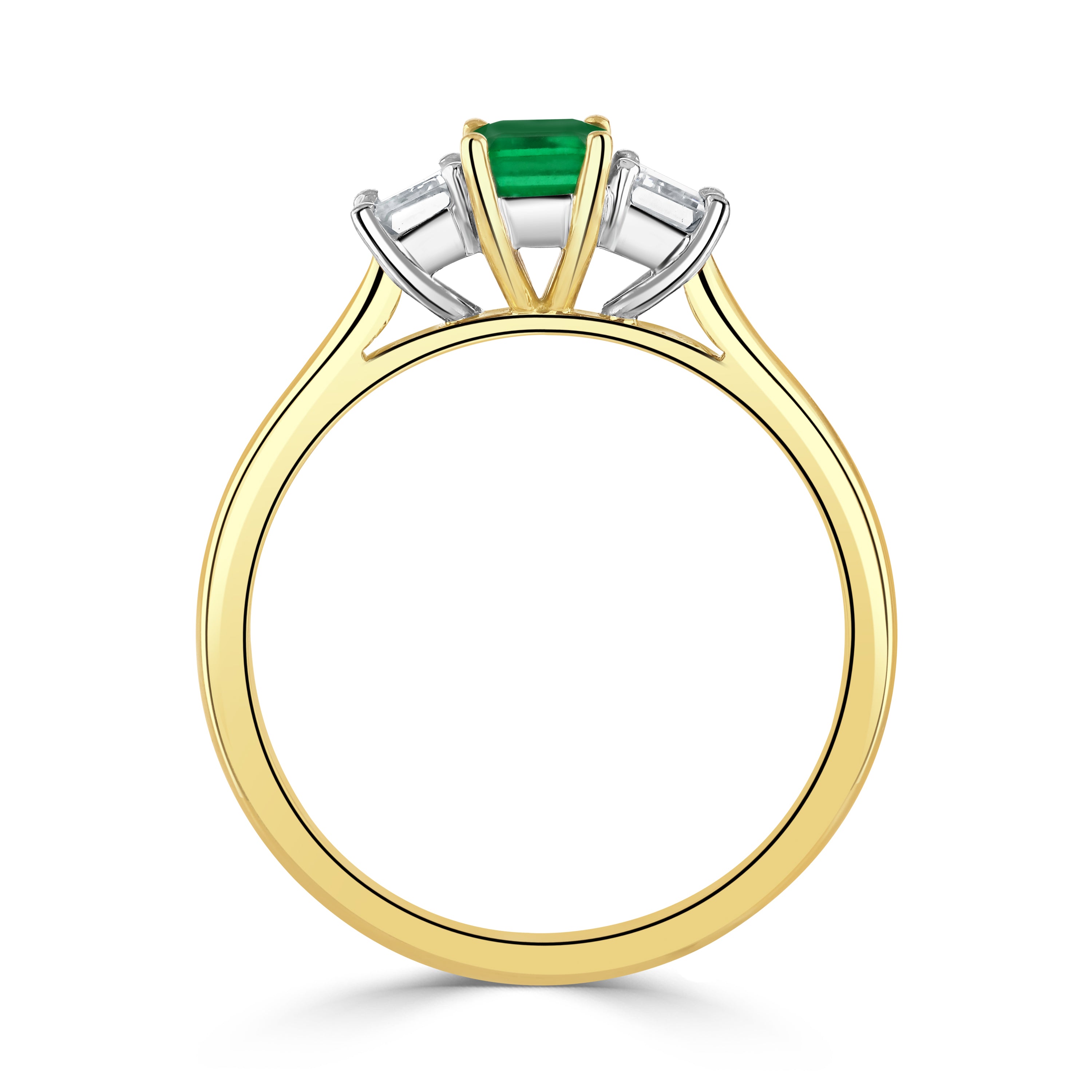 18ct Gold Emerlad & Diamond Trilogy Ring