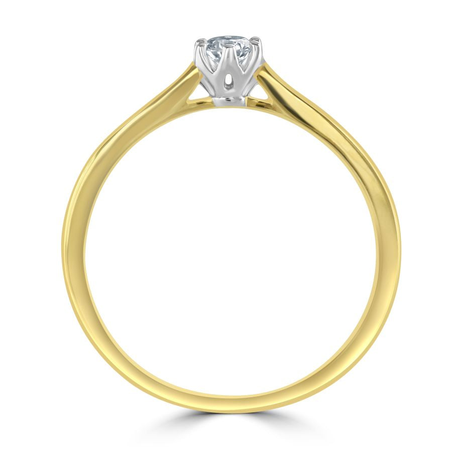 0.15ct Round Brilliant Cut Diamond Soliatire 18ct Yellow Gold Ring