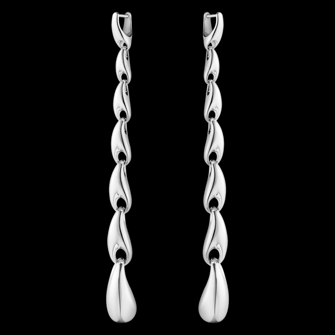 Silver Reflect Long Drop Earrings