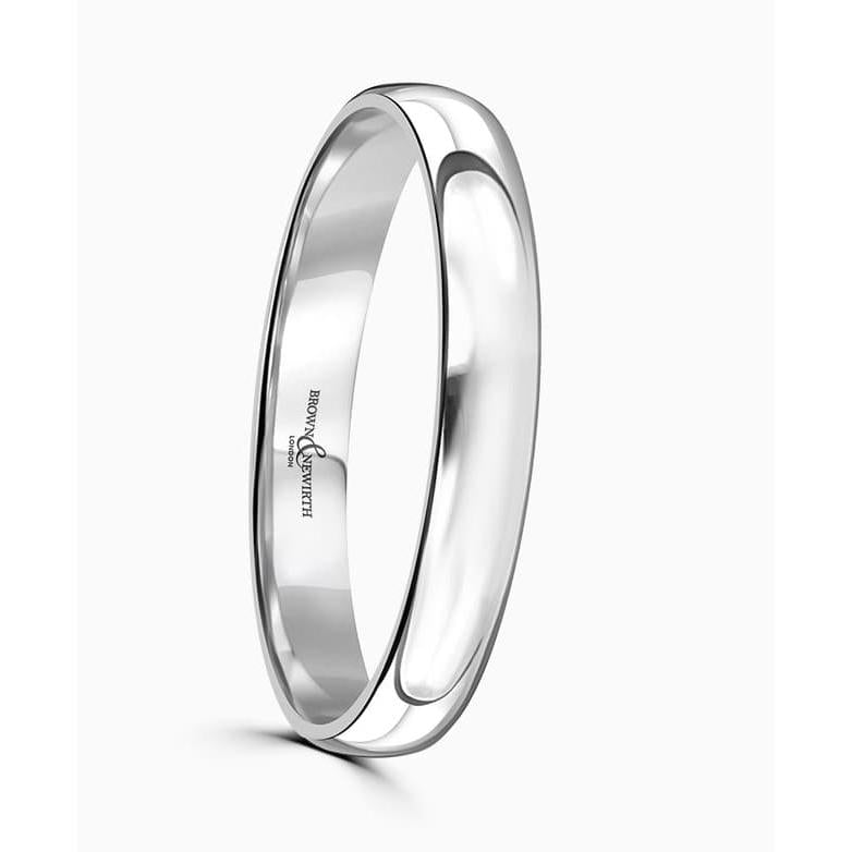 18ct white gold Classic Court Wedding Ring ultra light guage 3mm band