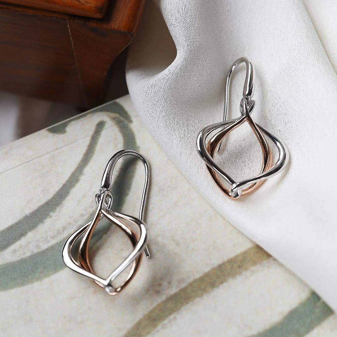 Silver & Rose Gold Plated Alicia Grande Drop Earrings